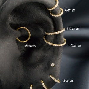 16G 20G Cubic Seamless Clicker Hoop / Chirurgenstahl 316L / Helix Knorpel Hoop Piercing / Nase Hoop / Tragus / Gold Ohrringe