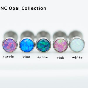 IMPLANT GRADE Titanium Tiny White Opal Threadless Push Pin Stud / Bezel Round 2mm 3mm 4mm Tragus Cartilage / Steel Color image 8