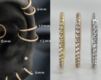 16G 20G Cubic Seamless Clicker Hoop/316L Surgical Steel/Helix Cartilage  Hoop Piercing/Nose Hoop/Tragus Hoop/Gold Earrings