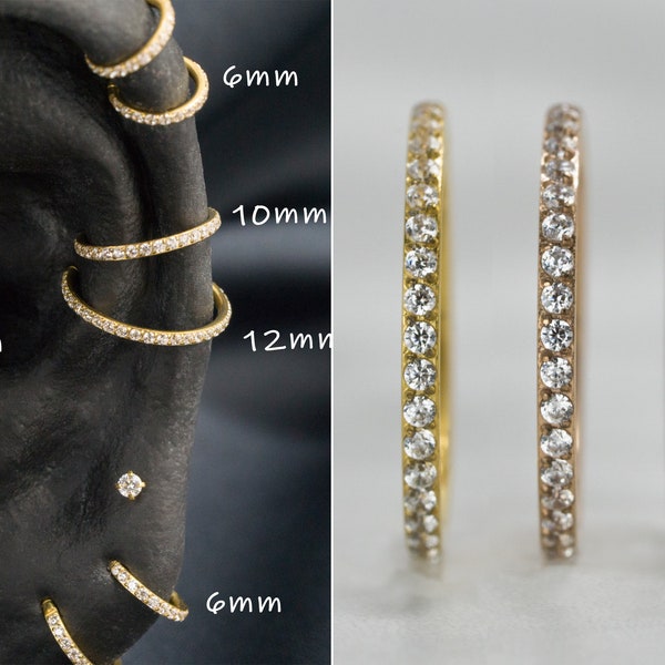 16G 20G Cubic Seamless Clicker Hoop/316L Surgical Steel/Helix Cartilage  Hoop Piercing/Nose Hoop/Tragus Hoop/Gold Earrings