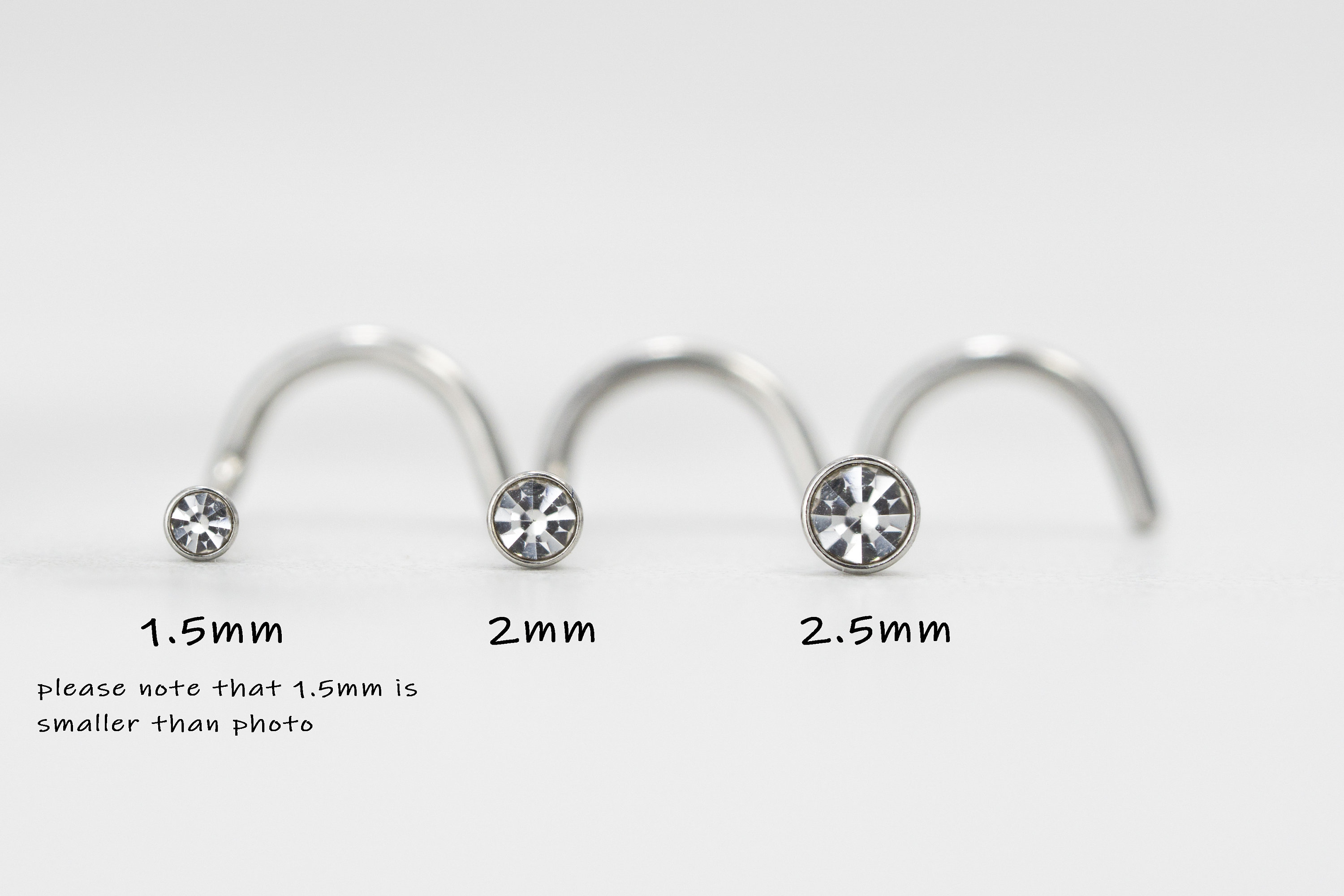20G 316L Surgical Steel Nose Studs 2.5mm 2mm 1.5mm / White Cz Etsy