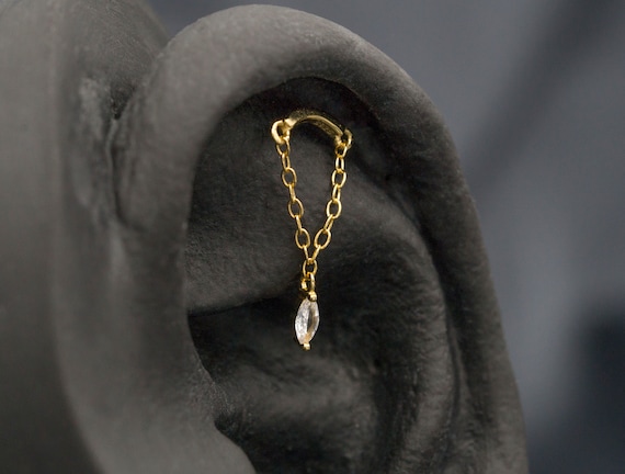 Orecchino a catena con elica in argento 925: pendente con zirconi cubici - Italia