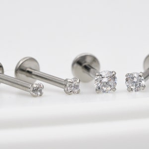 316L Surgical steel / internal threaded 3mm 2.5mm 2mm 1.5mm / Tragus Cartilage Ear Piercing Stud / Hypoallergenic / Steel Color(8-9)