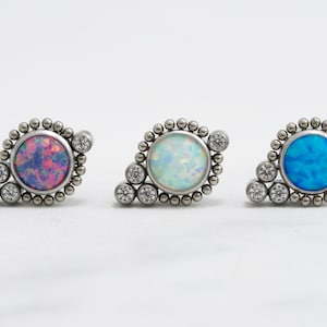 16G  Internal Threaded Tiny bead Big Opal Pendent Size Stud / Daith Cartilage Conch Helix Labret Ear Piercing Stud / Hypoallergenic(5)