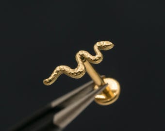 Tiny Schlange Ohrstecker: Titan fadenlose Druckstift Ohrring