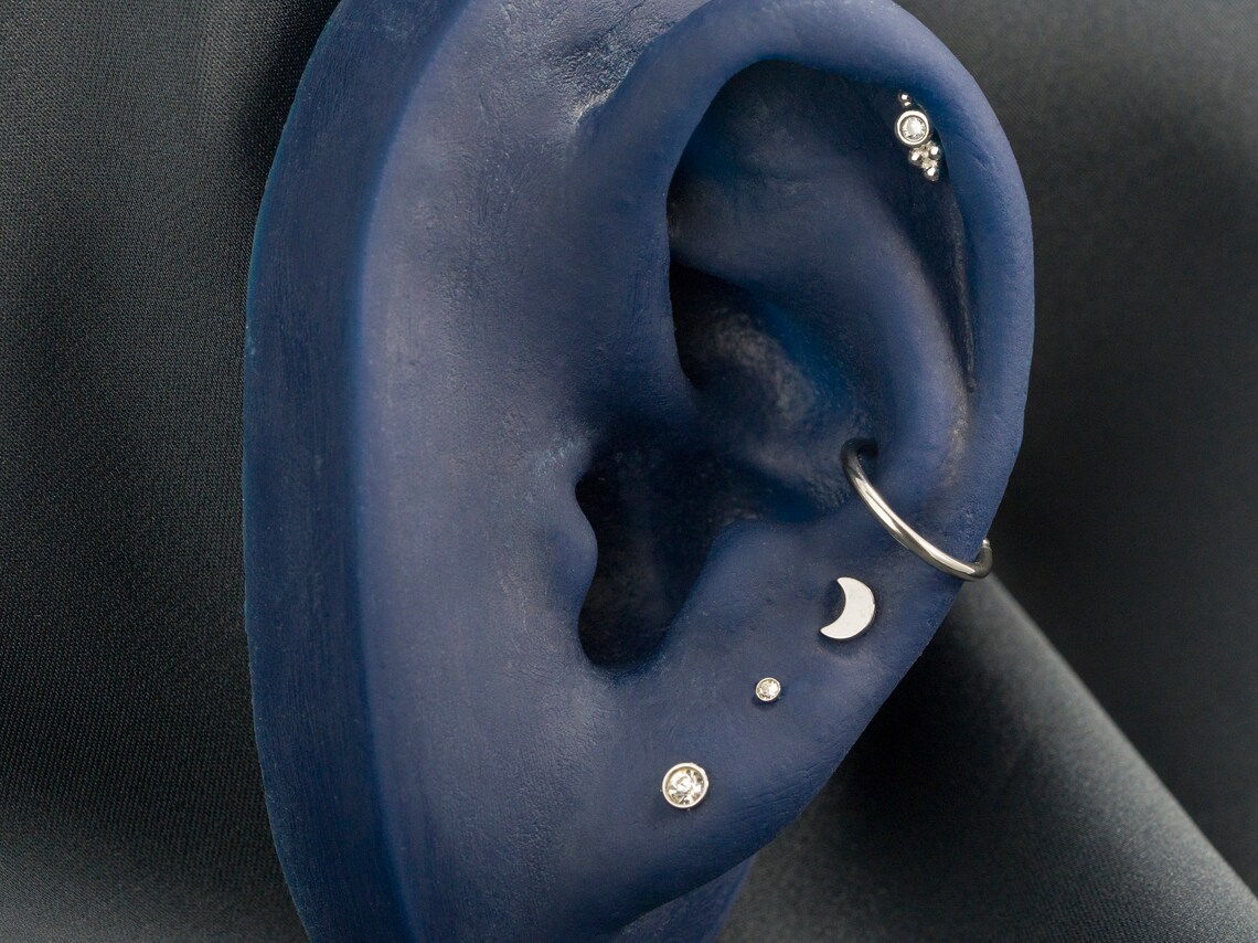 16G 316L Crescent moon Piercing / Crescent moon Cartilage Etsy