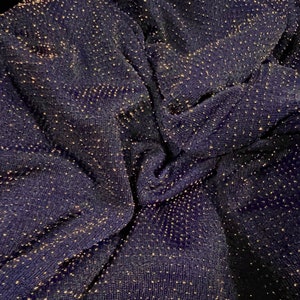 Slinky spandex jersey fabric with metallic lurex, per metre - navy blue & rose gold