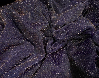 Slinky Spandex Jersey Stoff mit Metallic Lurex, Meterware - Navy Blau & Rose Gold