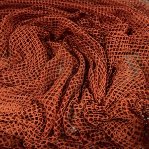 Stretch fishnet mesh jersey fabric, per metre - plain - rust