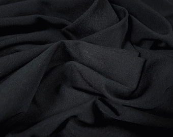Zara crepe woven dress fabric with comfort stretch, per metre - plain - black