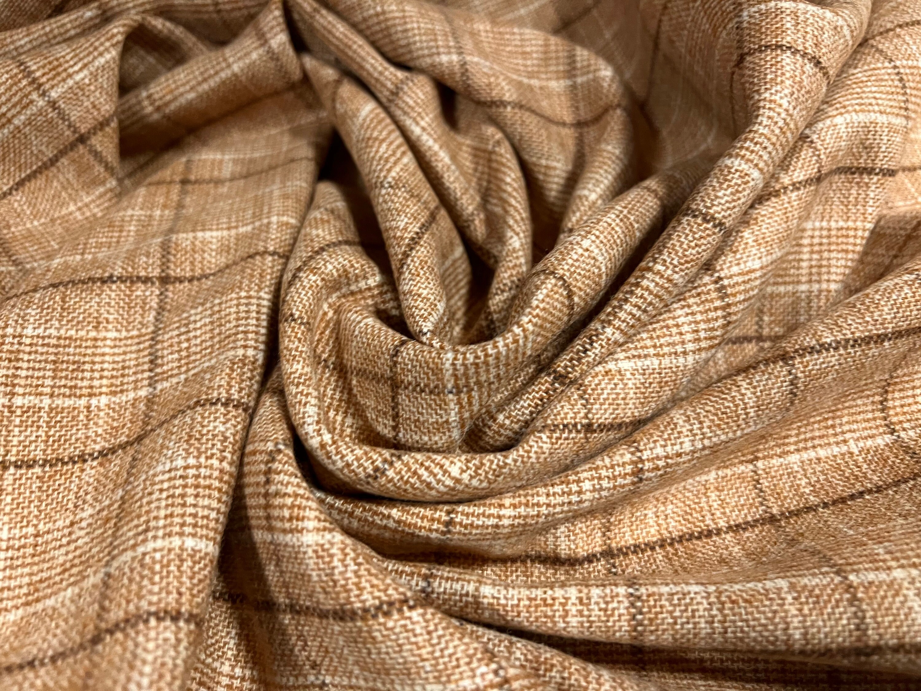 20-60代 人気ファッションブランド Suiting Blend Wool Jacket Honey - Check - Metre per Fabric, ジャケット・アウター