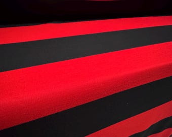 Knitwear jersey fabric, per metre - Rugby stripe - red & black