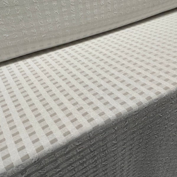 Crepe de chine woven dress fabric, per metre - burnout squares design - white