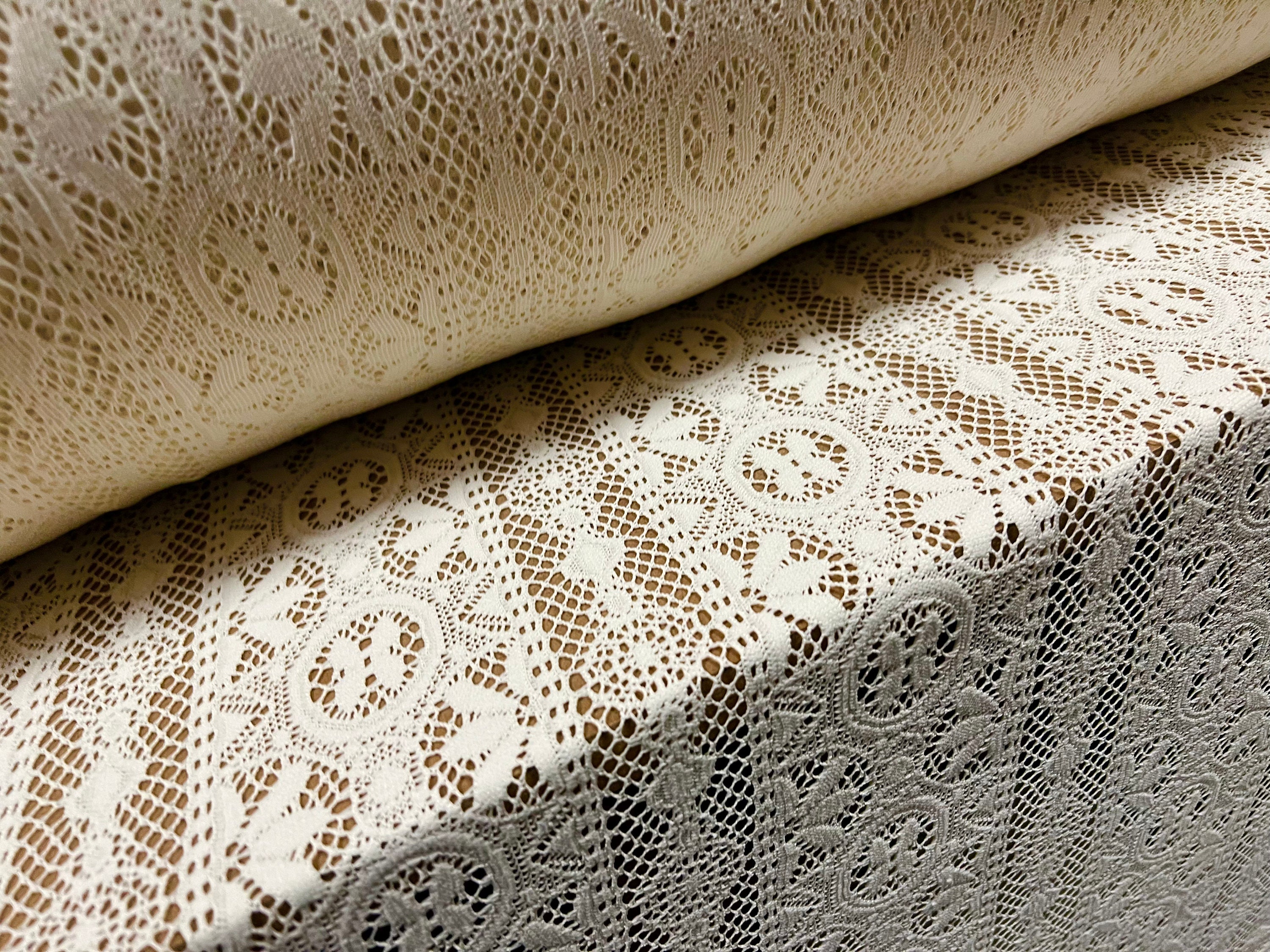 Soft Handle Crochet Lace Knit Fabric per Metre Cream Etsy