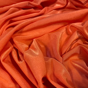 Disco shimmer Spandex stretch jersey fabric, per metre -  plain - Orange