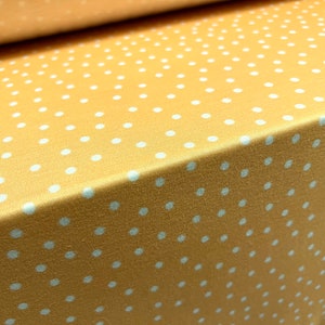Soft handle stretch single jersey dress  fabric, per metre - Spot print - yellow  & white
