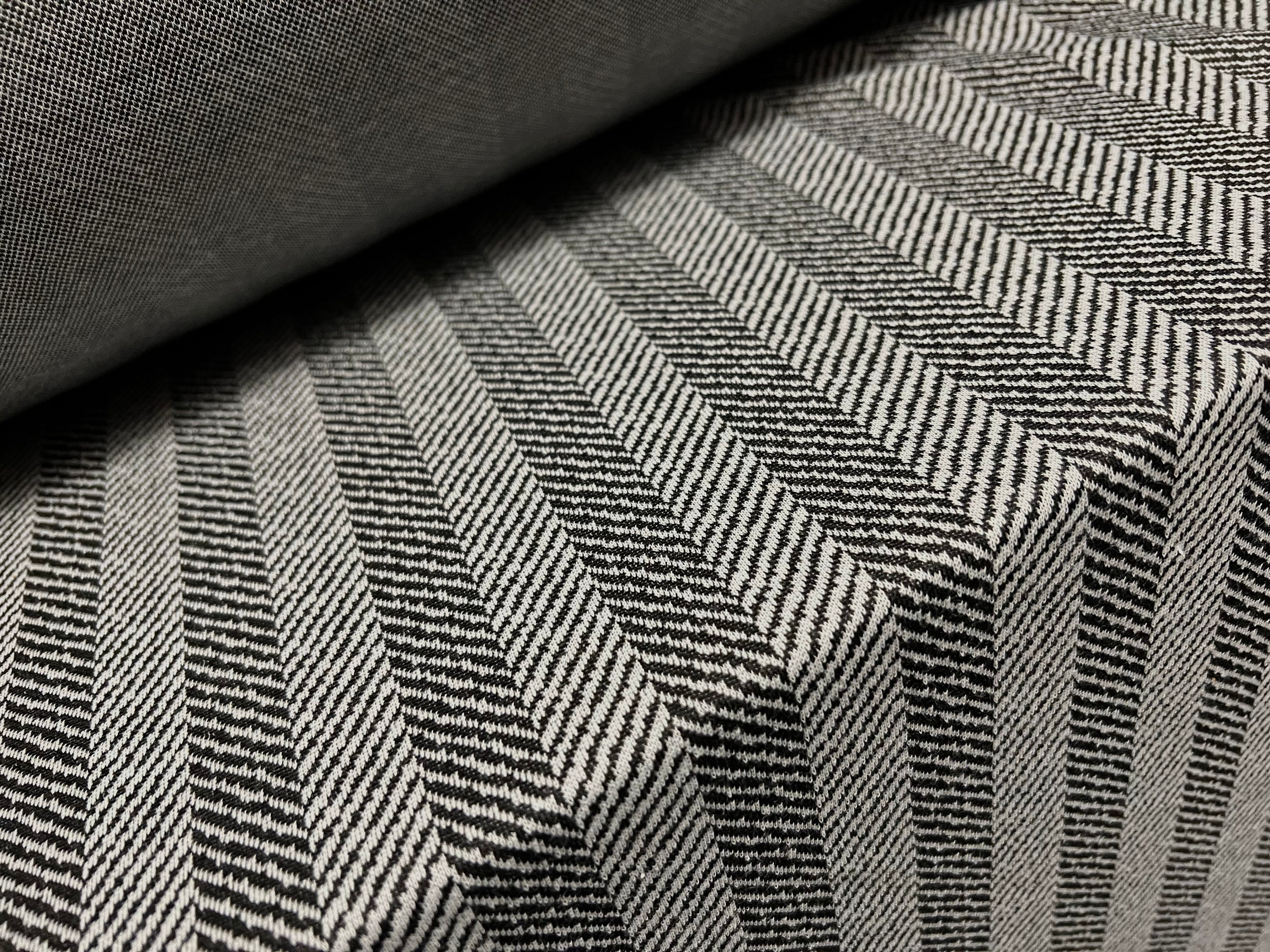 Jacquard Double Jersey Knit Stretch Dress Fabric, per Metre Herringbone  Design Grey -  Canada