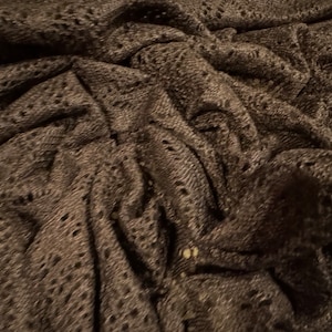 Soft handle crochet lace knit fabric, per metre - floral - dark brown