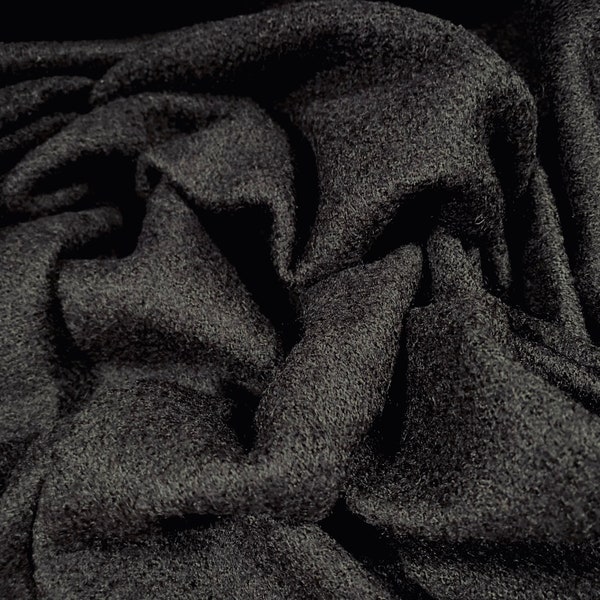 Wool blend heavyweight woven fabric, per metre - plain - black