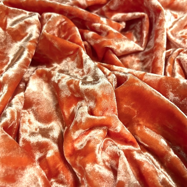 Spandex velvet stretch dress fabric, per metre - marbled - strong peach