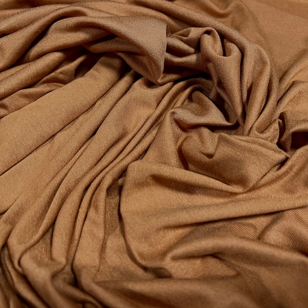 Viscose Spandex stretch single jersey fabric, per metre - plain dye - ochre brown