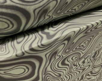 Soft handle jersey fabric, per metre - psychedelic swirl print - sage green
