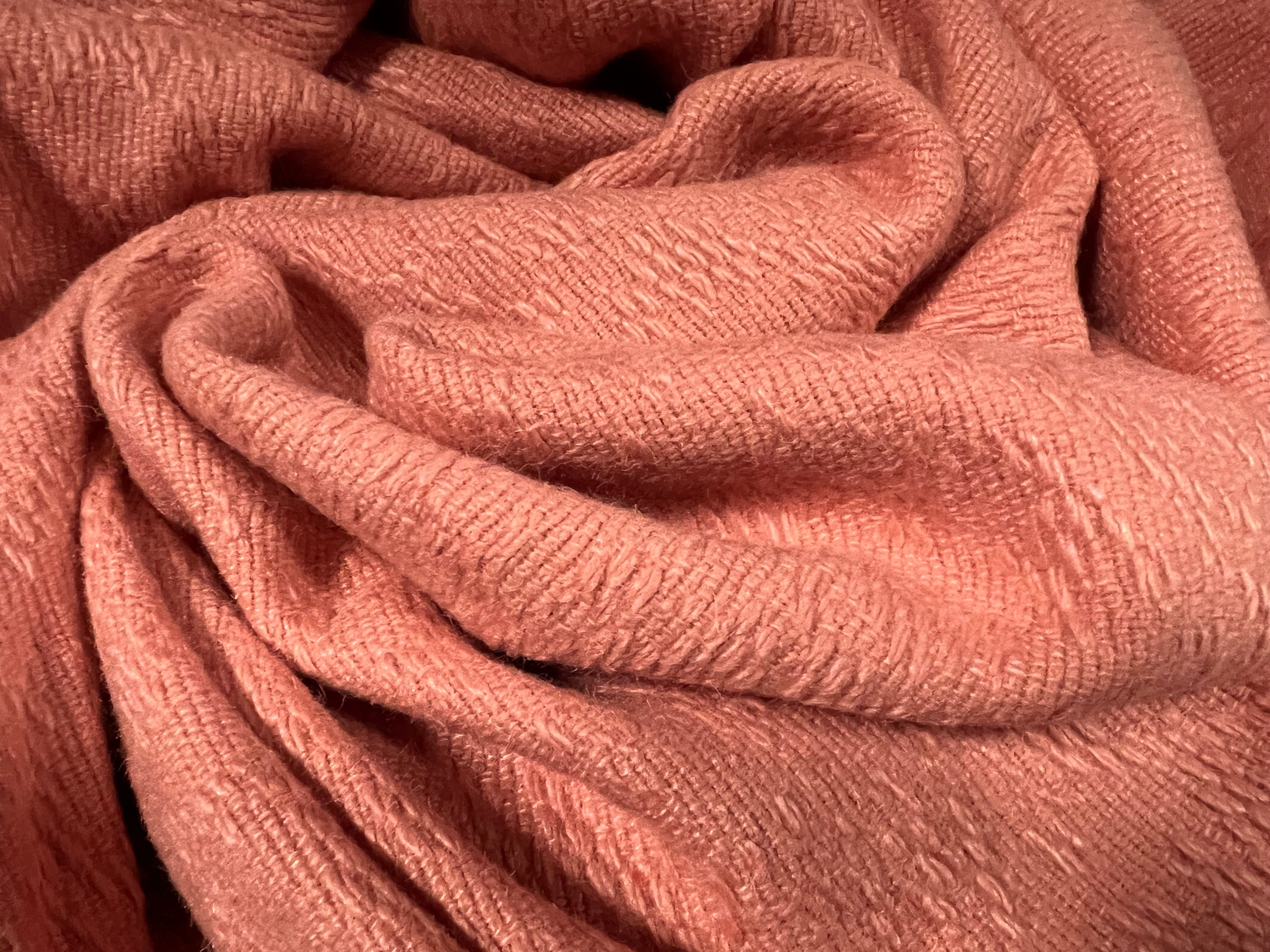 Wool Blend Jacquard Textured Coat Jacket Fabric, per Metre Salmon Pink -   Israel