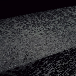 Stretch spandex jacquard jersey fabric, per metre - floral leaf jacquard - black