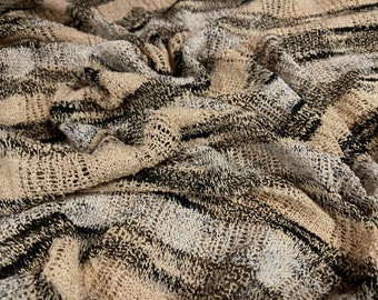 Melange knitwear crepe jersey fabric, per metre - tan