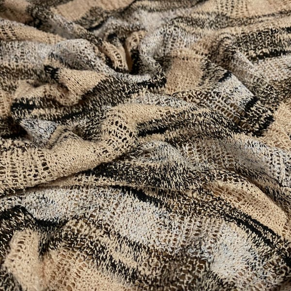 Melange knitwear crepe jersey fabric, per metre - tan