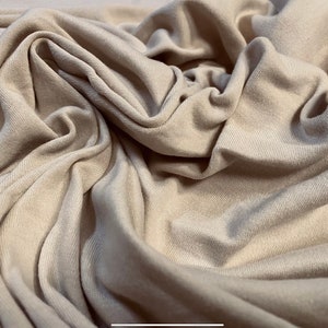 Cotton interlock soft jersey fabric, per metre - plain - light stone