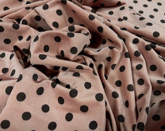 Tessuto jersey elasticizzato in spandex per costumi da bagno, al metro - stampa a pois - rosa antico