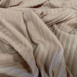 Tessuto in jersey a coste in spandex elasticizzato, per metro - plain - light Stone