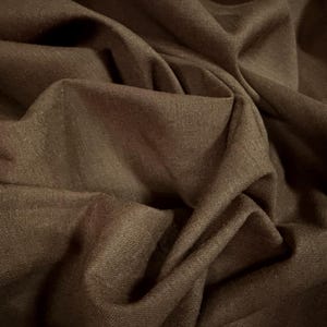 Stretch linen weave fabric, per metre - plain - dark brown