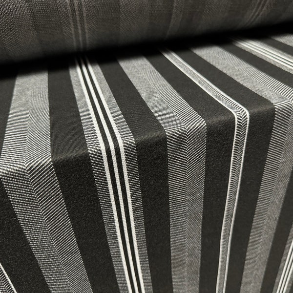 Double jersey knit stretch dress fabric, per metre - herringbone stripe - grey black & white