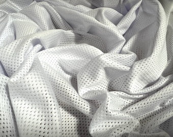Birdseye airtex mesh eyelet fabric, per metre - plain - white