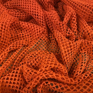 Fishnet mesh net jersey fabric, per metre - plain - Orange
