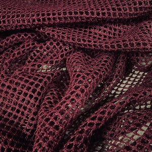 Visnet mesh net oogje jersey stof, per meter - effen - wijn