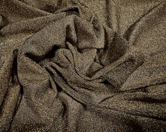 Metallic stretch single jersey fabric - bronze with gold lurex