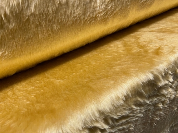 Tessuto in pelliccia sintetica, per metro pelo medio oro chiaro -   Italia