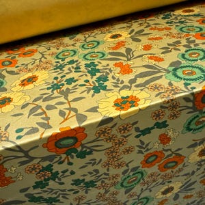 ITY stretch spandex Jersey fabric, per metre - floral print - saffron& turquoise