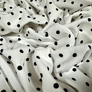 Liverpool textured stretch spandex double jersey fabric, per metre - polka dot print - white & black