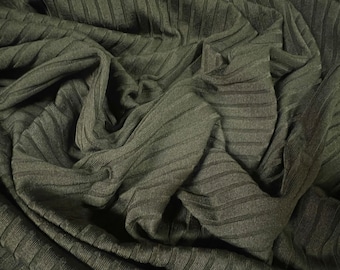 Stretch spandex rib jersey fabric, per metre - plain - olive green