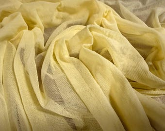Stretch lightweight Helenca mesh fabric, sheer, per metre - plain - lemon