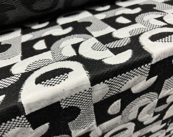 Double jersey knitwear fabric, per metre - Carnaby Street retro jacquard - black & white