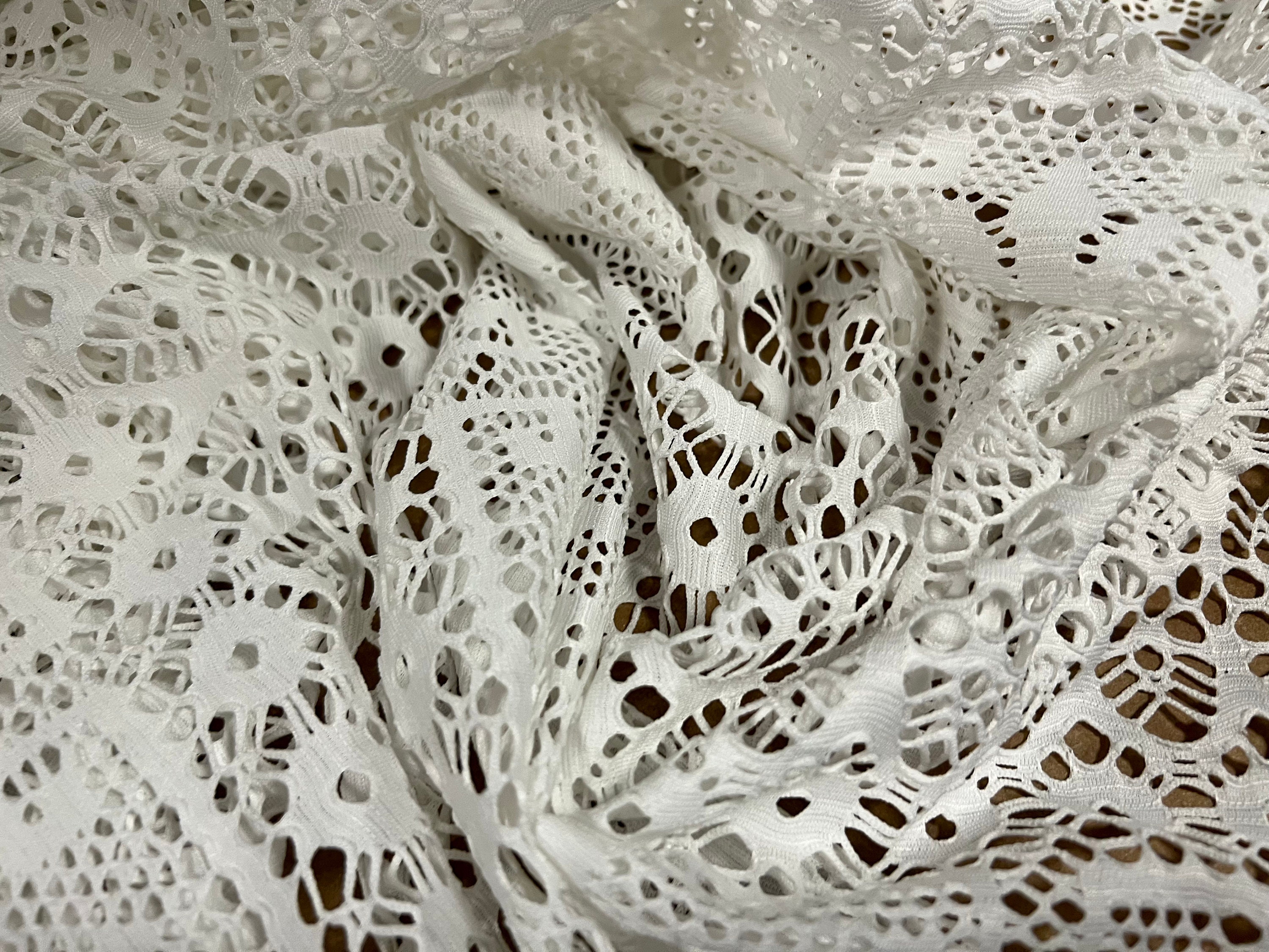 Stretch Lace Fabric, Scalloped Selvedge, per Metre Silver Grey 