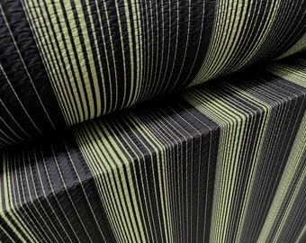 Jacquard double jersey knit spandex dress fabric, per metre - green black stripe print