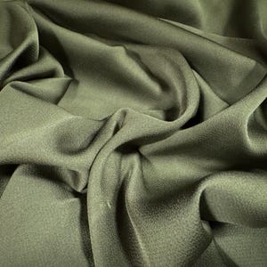Bubble satin woven dress fabric with spandex, per metre - plain - khaki green