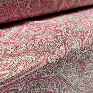 Stretch Mesh Netz leichter Stoff, Meterware - Paisley Glitzer Print - Pink