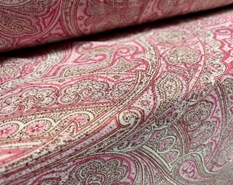 Stretch mesh net lightweight fabric, per metre - paisley glitter print - pink